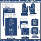 12 Pcs Farmhouse Kitchen Oven Mitts and Pot Holders Decor Sets 4 Blue Kitchen - Image 3