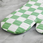 Ohocut Green Checkered Oven Mitts Heat Resistant, Vintage Retro Checkerboard - Image 5