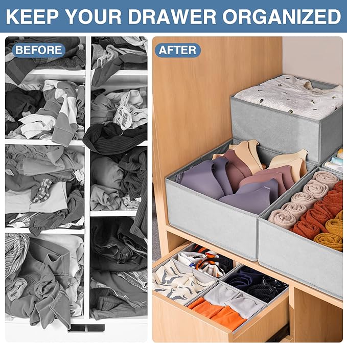 Criusia Drawer Organizer Clothes 24 Pack, Fabric Closet Organizers and Storage - Image 5