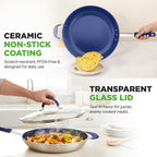 NutriChef 14" Fry Pan With Lid - Image 3