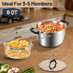 AOSION 6 Quart Stainless Steel Stock Pot - Image 2