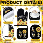 Fourluoo 10 Pcs Sunflower Kitchen Dish Towels Rugs Oven Mitts and Pot Holders - Image 5