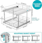 2 Tier Pull Out Cabinet Organizer 20" W X 22" D, Slide Out Drawers - Image 2
