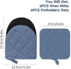 Oven Mitts and Pot Holders Set, Heat Resistant Silicone Kitchen Mini Oven - Image 2