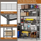GIOTORENT 5-Wire Heavy-Duty Shelf, Standing Storage Shelves, Metal Shelving - Image 3