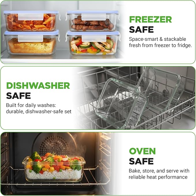 NutriChef 10-Piece Glass Food Containers - Image 4