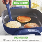 GreenLife 12" 5QT Square Electric Skillet, Glass Vented Lid, Ceramic PFAS-Free - Image 5