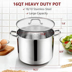 Herogo 16-Quart 18/10 Stainless Steel Stock Pot - Image 2