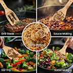 CUTHOLLOW 6PCS Wolves and Forest Wooden Kitchen Cooking Utensil Set, 11.9in Non - Image 4