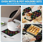 Colorful Paw Print Oven Mitts and Pot Holders Sets Heat Resistant 4Pcs - Image 6