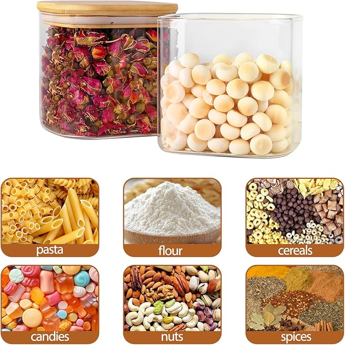 Moretoes 6 Pack 0.6qt Square Glass Storage Containers - Image 3
