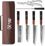 Japan Knife Set, High Carbon Steel Japan Nakiri Santoku Knife Set, Hand Forged by XchiefPro