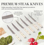 White Knife Set with Block – 14-Piece Forged Stainless Steel Knives with Triple - Image 6