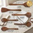 6-Piece Teak Wooden Cooking Utensil Set – Wooden Spoons & Spatulas - Image 5