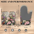 Vintage Wildflower Oven Mitts and Pot Holders Sets Silicone Kitchen Mitts - Image 3