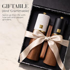 Wooden Salt and Pepper Grinder Set – Refillable Manual Salt and Pepper Mills - Image 6