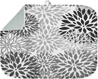 Sanwarm Absorbent Dish Drying Mat, Vintage Spring Leaf Gray Floral Flower by SanwarmHomeDecor