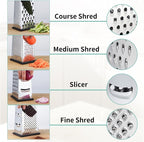 Cheese Grater with Wood Handle, Size 4-Sided Stainless Steel Box Grater - Image 3