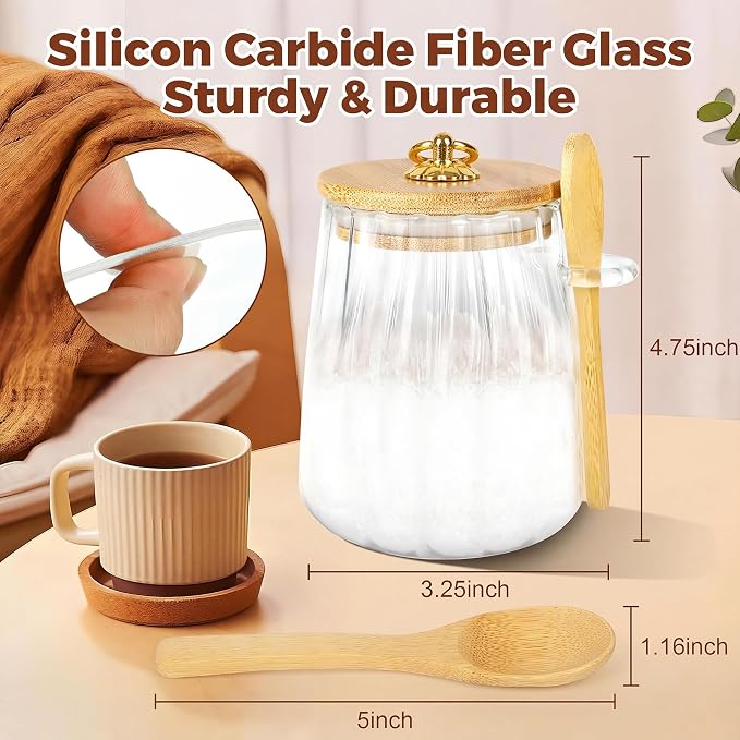holoith Sugar Jar with Lid and Spoon, 24oz Large Glass Spice Jars - Image 3