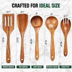 Bkiok Wooden Spoons for Cooking, Natural Teak Wood Kitchen Utensils Set for - Image 4