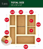 ROYAL CRAFT WOOD 5-Piece Bamboo Drawer Organizer Set – Multi-Use Storage Trays - Image 2