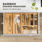 Kitchen Drawer Organizer Bins, Stackable Bamboo Deep Drawer Organizer - Image 3