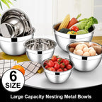 E-far Mixing Bowls with Lids, 12-Piece Stainless Steel Salad Bowls Metal - Image 3