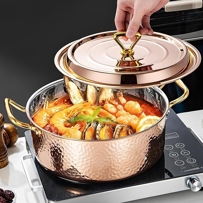 YJX 6.7QT Hammered Stock Pot - Image 2