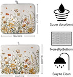 Fall Floral Dish Drying Mat for Kitchen Counter Autumn Burnt Orange Wild - Image 2
