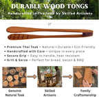 Teak Wood Toast Tongs – 12 Inches Long Wooden Toaster Tongs - Image 7