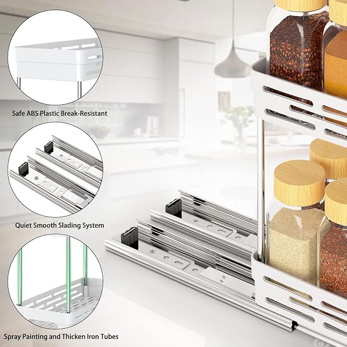 Pull Out Spice Rack Organizer for Cabinet, 3 Packs Slide Out Spice Racks - Image 7