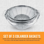 U.S. Kitchen Supply Set of 3 Stainless Steel Colander Strainers Net Baskets 5 - Image 7