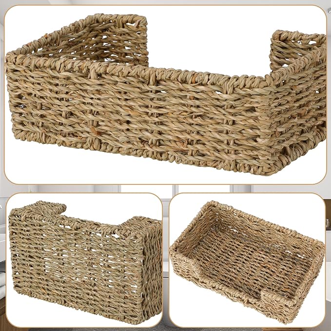 Graciadeco Bathroom Disposable Guest Towel Napkin Holder Long Seagrass Woven - Image 4