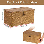 Sumnacon Wicker Basket with Lid Rectangle Woven Baskets - Image 3