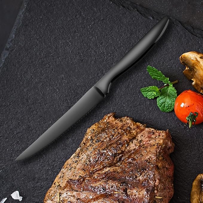 SuperCook Black Steak Knives Set of 8, Steak Knives Dishwasher Safe, Knife Set - Image 7