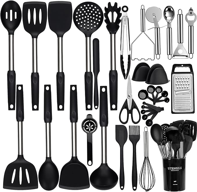 Silicone Cooking Utensils Set, NCUE 35 Pcs Kitchen Utensils Set by NCUE