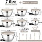 E-far Mixing Bowls with Lids Set, Size 7, Nesting Design & Khaki Airtight Lid - Image 5
