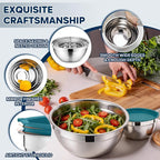 E-far Mixing Bowls With Lids Sets of 5, 10-Piece Stainless Steel Salad Metal - Image 3