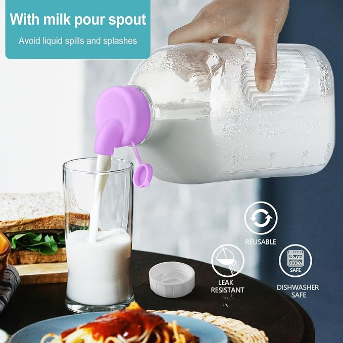 Ritayedet 64 Oz Heavy Duty Glass Milk Bottle - Image 2