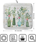 Fern Leaf Vase Dish Drying Mat 16x18 Inch Eucalyptus Leaves Microfiber - Image 2