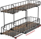 Simple Houseware 2-Tier Spice Rack Slide Out Wire Basket Drawer Organizer - Image 4