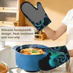 Oven Mitts and Pot Holders Green Octopus Silicone Kitchen Accessories Set of 4 - Image 4