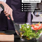 E-far Silicone Cooking Spoon Set of 2, Heat Resistant Kitchen Spoons Utensils - Image 3