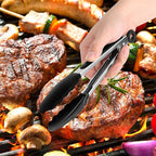2 Pack Black Premium Stainless Steel Heat Resistant Kitchen Tongs - Image 5