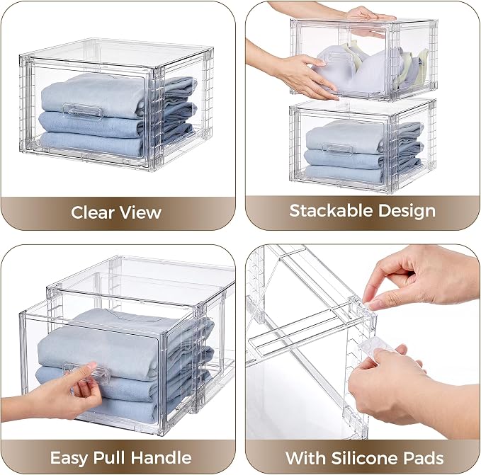 Vtopmart 9 Pack 18QT Clear Stackable Storage Drawers, Easily Assemble Closet - Image 7