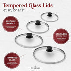 Cuisinel 6"+8"+10+12"-Inch Cast Iron Skillets Set + Glass Lids + Silicone - Image 5