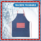 SATINIOR USA 4th of July Flag Kitchen Chef Hat Adjustable Apron 250th - Image 4