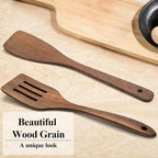 Wooden Spatula Nonstick Turner Acacia Wood, Ideal Cookware Utensils - Image 3