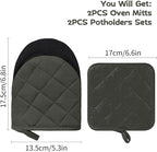 Oven Mitts and Pot Holders Set, Heat Resistant Silicone Kitchen Mini Oven - Image 2