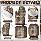 12 Pcs Farmhouse Kitchen Oven Mitts and Pot Holders Decor Sets 4 Wood Kitchen - Image 5